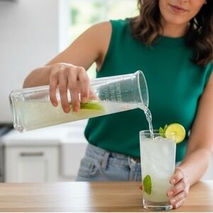 Clear Glass Cointreau Measuring Pitcher Carafe with Spout and Measurements 32 oz